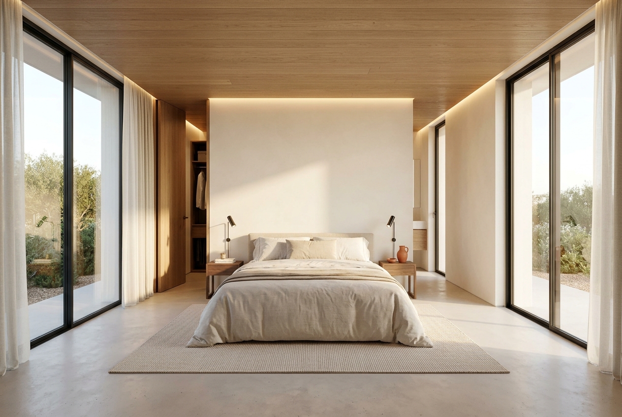 Suite principal com closet aberto
