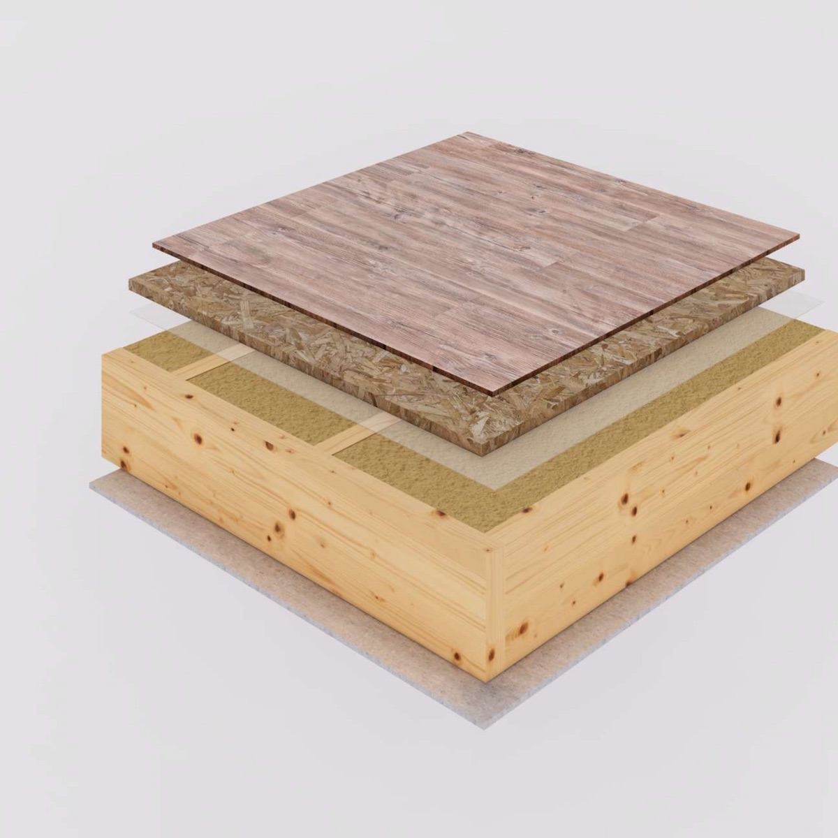 Painel de pavimento com acabamento em laminado de madeira