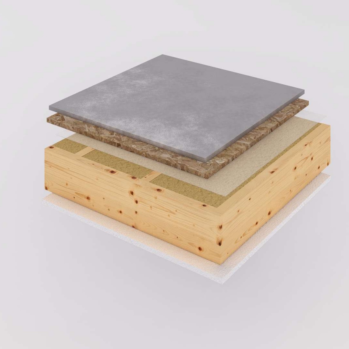 Painel de pavimento com acabamento em placa de magnesite
